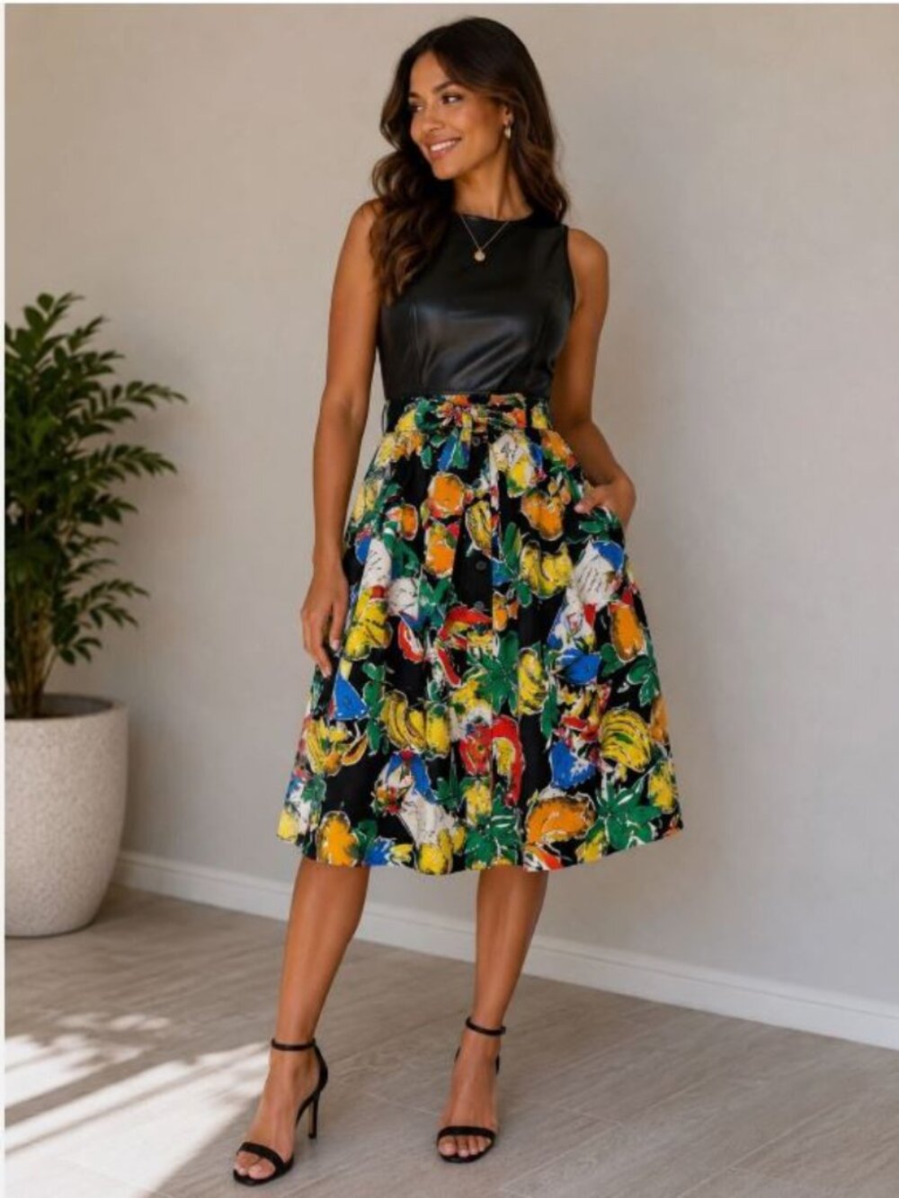 NWOT J. CREW Postcard Colorful Novelty Tropical Tie Waist Pocket Midi Skirt Sz 4